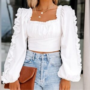 Skylar rose White Ruffled Women's Top